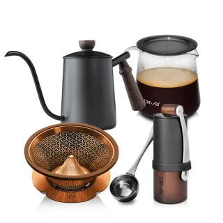 【Driver】小山經典手沖咖啡套組(手沖壺 咖啡壺 咖啡濾杯 耐熱玻璃壺 磨豆機 咖啡豆匙 送禮推薦 咖啡禮盒)