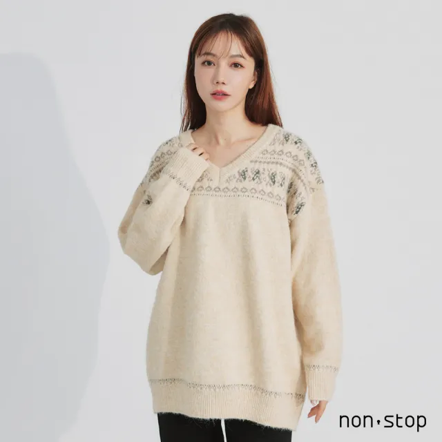 【non-stop】森語V領羊毛混紡針織衫-2色