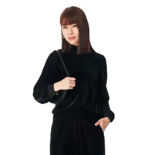 【KeyWear 奇威名品】立領淨色長袖絲絨上衣