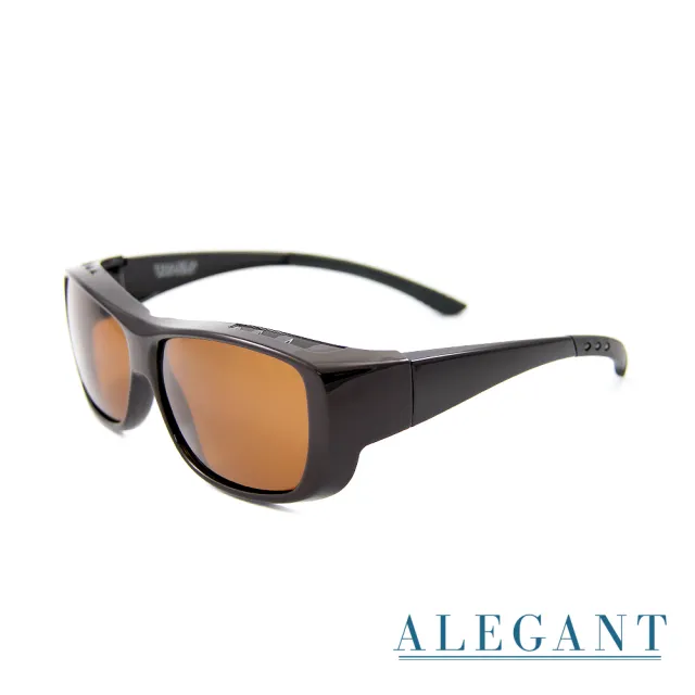 【ALEGANT】輕奢時尚透氣方框全罩式防滑彈力鏡腳偏光墨鏡/外掛式UV400太陽眼鏡-3色(台灣製造/包覆式套鏡)