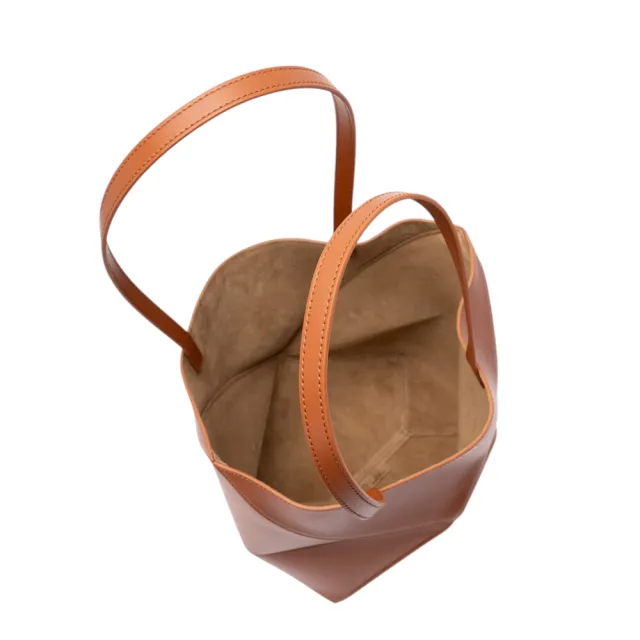 【LOEWE 羅威】Puzzle Fold Tote 中款 亮面牛皮 折疊 肩背包 托特包 松鼠棕色