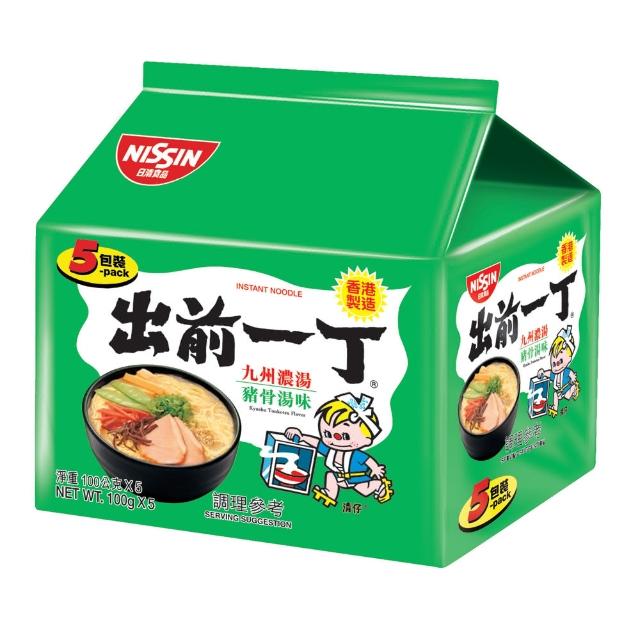 【NISSIN 日清】出前一丁九州濃湯豬骨湯味速食麵100gX5入/袋(泡麵)