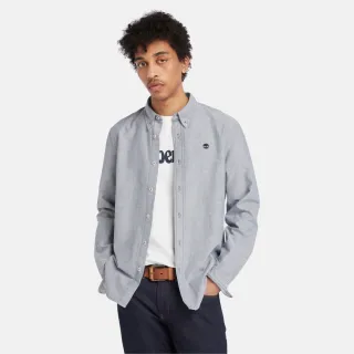 【Timberland 官方旗艦】男款灰色牛津長袖襯衫(A2ARQB68)