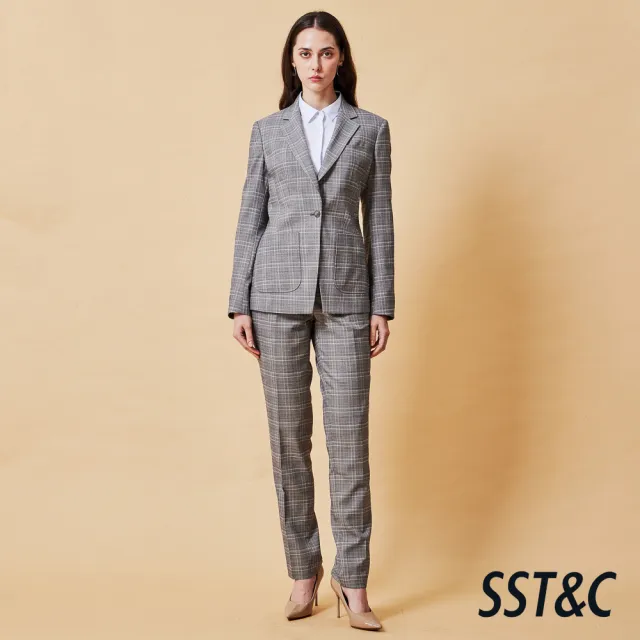 【SST&C】女裝 可機洗_灰色格紋修身版西裝外套-825212012021(換季65折)