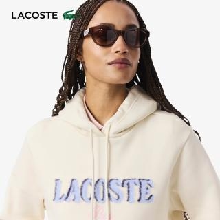 【LACOSTE】女裝-抓絨Logo連帽衫(白色)