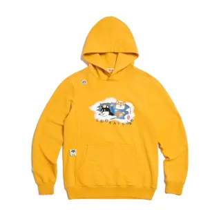 【EDWIN】江戶勝 男裝 勝太郎系列 勝太郎泡溫泉長袖連帽T恤(桔黃色)