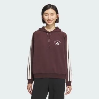 【adidas 愛迪達】長袖上衣 女 帽T 亞規 MS HOODY 暗棕 KC0033(S3216)