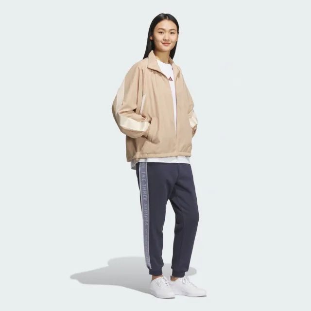 【adidas 愛迪達】外套 女 運動立領外套 亞規 WORD WV JKT 奶茶 JZ8442(S3197)