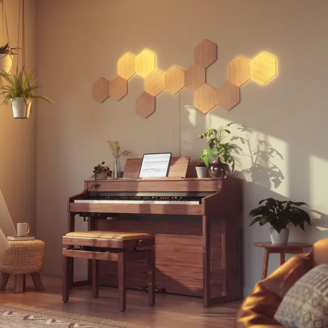 【nanoleaf】Elements 智能六角燈3片擴充組-木紋(RGB LED 觸控 音樂 氣氛燈 LED燈 像素燈 壁燈)