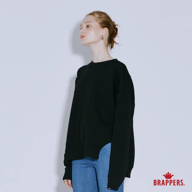 【BRAPPERS】女款 不對稱挖肩剪裁上衣(黑)