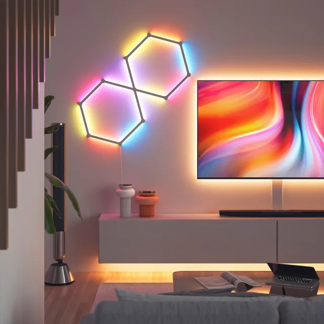 【Nanoleaf】組合-智能六角燈9片+三角燈9片+星座燈9條(RGB LED 觸控 音樂 氣氛 像素燈 壁燈 積木 玩具)