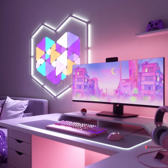 【Nanoleaf】組合-智能六角燈9片+三角燈9片+星座燈9條(RGB LED 觸控 音樂 氣氛 像素燈 壁燈 積木 玩具)