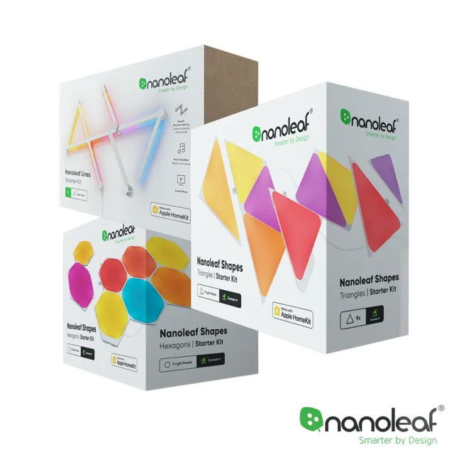 【Nanoleaf】組合-智能六角燈9片+三角燈9片+星座燈9條(RGB LED 觸控 音樂 氣氛 像素燈 壁燈 積木 玩具)
