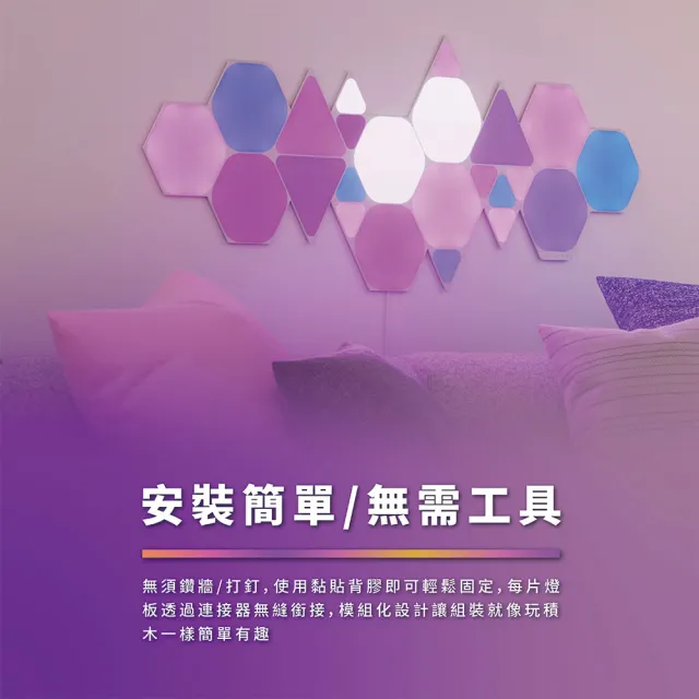【Nanoleaf】Shapes 造型組合-智能三角燈9片組+3片擴充組(RGB LED 觸控 音樂 氣氛燈 積木 玩具 壁燈)