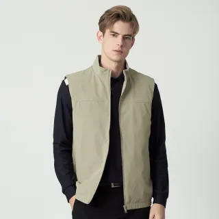 【pierre cardin 皮爾卡登】休閒服飾 男款 簡約百搭防風立領輕量保暖背心-卡其色(5255363-82)