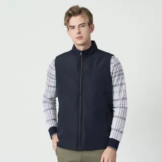 【pierre cardin 皮爾卡登】休閒服飾 男款 百搭耐穿防風立領輕量休閒背心-丈青色(5255361-39)