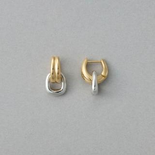 【ete】簡約雙色圓潤墜飾擁抱式耳環(金色與鉑金色)