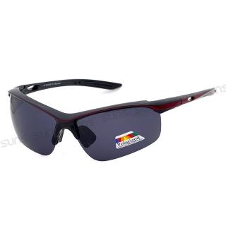 【SUNS】流線型運動太陽眼鏡 質感紅框 頂規強化偏光鏡片 僅20g超輕量 S15 抗UV400(防眩光/防撞擊)