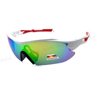 【SUNS】Polarized運動墨鏡 頂規偏光鏡片 REVO電鍍輕質量 酷炫白S803 抗UV(採用PC防爆鏡片/防眩光/防撞擊)
