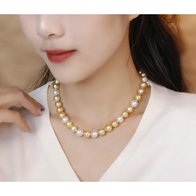 【La Corser】金白混彩系列 7-9mm 南洋金珠 澳白珍珠 混彩項鏈 天然海水珍珠 跳色設計 大顆珍珠 串鏈 氣質
