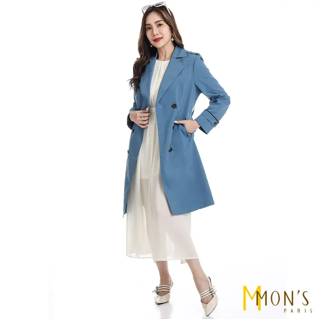 【MON’S】法式翻領記帶風喔外套(直)