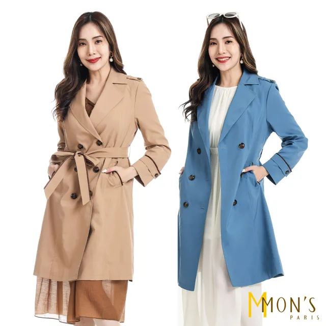 【MON’S】法式翻領記帶風喔外套(直)