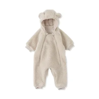 【MUJI 無印良品】新生兒絨毛刷毛連身衣(米黃)