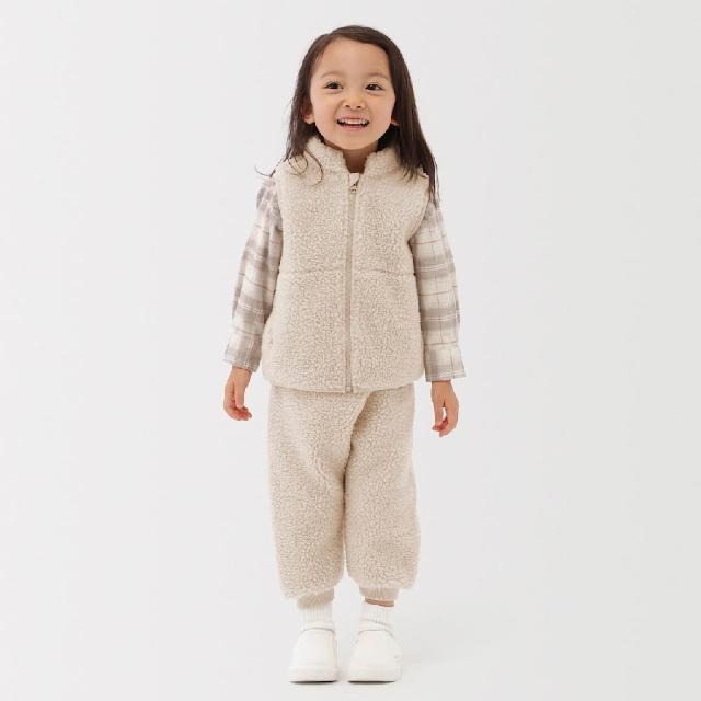 【MUJI 無印良品】幼兒高腰絨毛刷毛休閒褲(米黃/淺粉/暗藍)