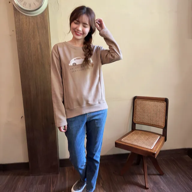 【Hana Mokuba】花木馬日系女裝手繪風印花休閒開岔上衣(T恤)