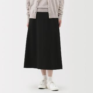 【MUJI 無印良品】女縱橫彈性起毛寬襬裙(黑色/米色/棕色)