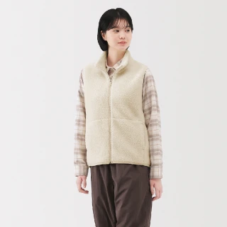 【MUJI 無印良品】女絨毛刷毛背心(象牙白/暗藍/淺米/煙燻粉)
