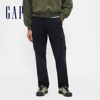 【GAP】男裝 卡其工裝褲-黑色(566374)