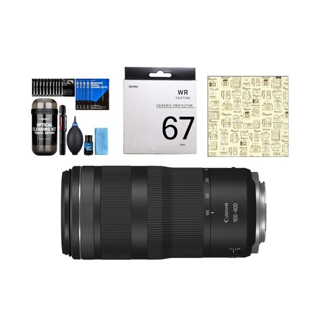 【Canon】RF 100-400mm F5.6-8 IS USM + SIGMA UV 67mm 陶瓷保護鏡 + DKL-15清潔+CL-50相機魔毯(公司貨)