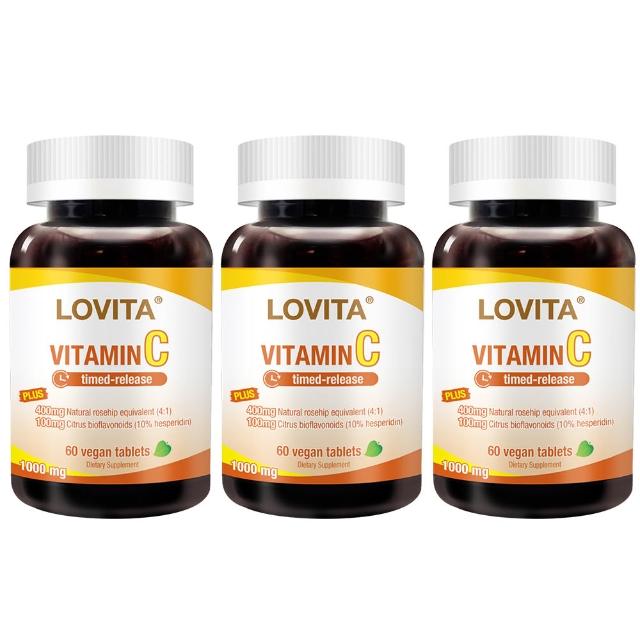 【LOVITA 愛維他】長效緩釋型維生素C 1000mg 3入組(共180顆)