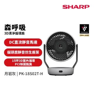 【SHARP 夏普】自動除菌離子3D清淨循環扇(PK-18S02T-H)