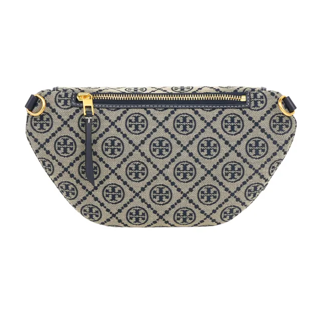 【TORY BURCH】T Monogram 標誌緹花拉鍊腰包(海軍藍)