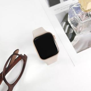 【Watchband】Apple Watch 全系列通用錶帶 蘋果手錶替用錶帶 運動矽膠錶帶(奶茶色)