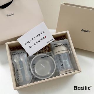 【Basilic 貝喜力克】貝喜力克 成長食光禮盒-三件組(不鏽鋼匙叉盒組、不鏽鋼雙層隔熱吸盤碗、彈跳水壺)