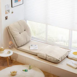 【hoi! 好好生活】預購60天★林氏木業北歐慵懶塌塌米科技布懶人沙發 TDY126-奶杏白 小