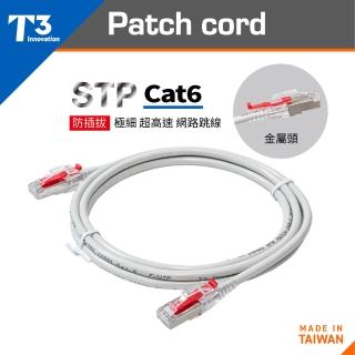 (美國T3) 網路線 30cm 防插拔 28AWG 極細超高速 CAT6 F/UTP(網路跳線 CAT6 FUTP)