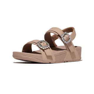 【FitFlop】LULU 水鑽扣皮革後帶涼鞋-女(古典米色)