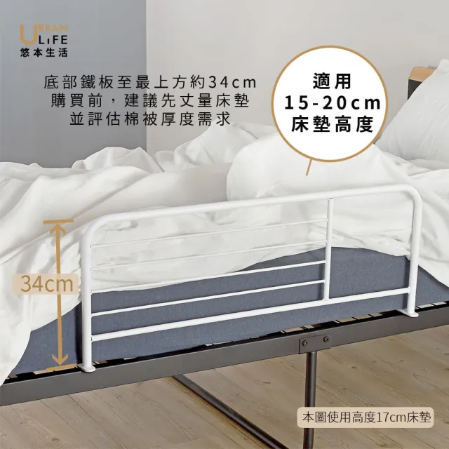 【URBAN LiFE 悠本生活】MIT台灣製 防棉被滑落的床邊護欄(可折疊收納床邊架/防棉被墜落)
