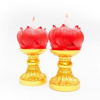 【新韻傳音】如意心燈搭配小鋅合金底座(充電式／360度燭芯／2入／蓮花燈/中元普渡拜拜)