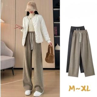 【Everyday select】歐棉顯瘦百搭直筒休閒女長褲M~XL 45~65kgs有口袋(垂感寬褲闊腿褲直筒褲保暖褲)