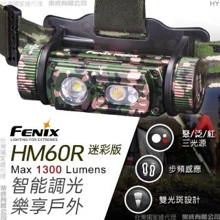 【Fenix】HM60R 迷彩版 三光源智能調光戶外頭燈(Max 1300 Lumens)