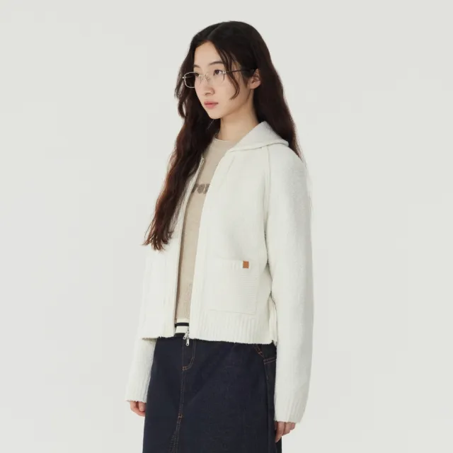【COVERNAT】女款羊毛混紡針織外套(WMS針織外套 象牙白色)