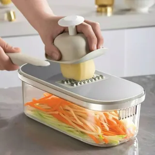 【KOLKO 克魯克家居】多功能切菜器附6刀片(切絲器 切片器 刨絲器 蒜蓉器 瀝水器)