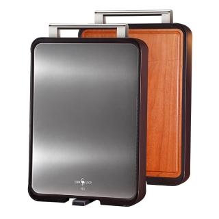 【PUSH!】廚房用品 316不銹鋼砧板 進口鐵木菜板 實木砧板 雙面剁肉切菜板(砧板 雙面切菜板 中號 D393-1)