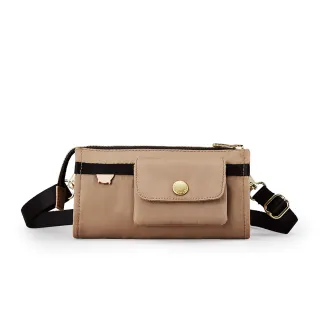 【satana】Soldier 長夾斜背包 防盜小包 護照包 手機包 側背包 6.7吋手機 台灣製 SOS2555 - 摩卡慕斯