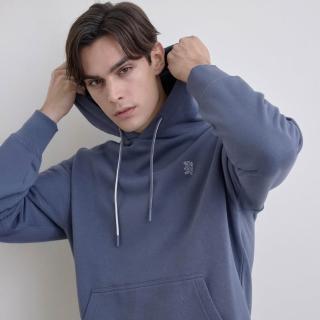 【GIORDANO 佐丹奴】男裝素色加絨連帽上衣 Two Mile Wear系列(71 純灰藍)